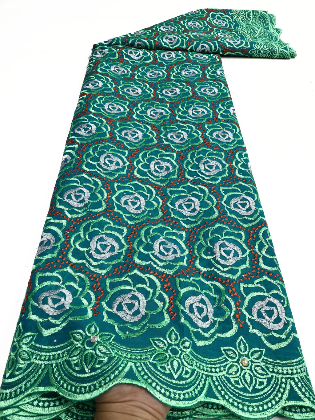 Swiss Voile Lace In Switzerland With 3D Flower Applique Stones 2026 Super Quality African Lace Fabric For Wedding Lace Dress LY4169-4 120cm 5 Yards | Afrocentric