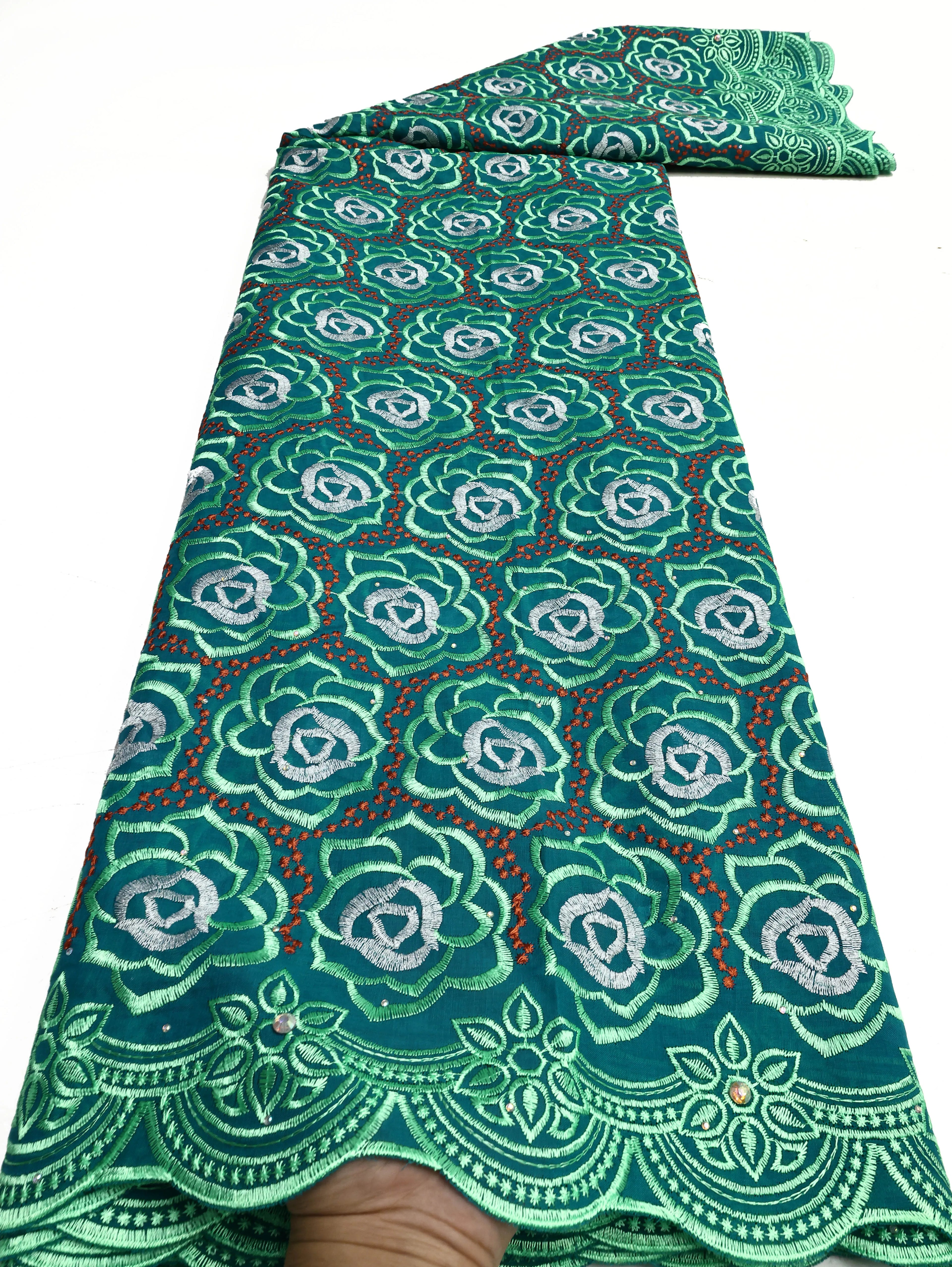 Swiss Voile Lace In Switzerland With 3D Flower Applique Stones 2026 Super Quality African Lace Fabric For Wedding Lace Dress LY4169-4 120cm 5 Yards | Afrocentric