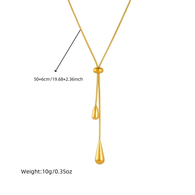Gold Water Drop Tassel Jewelry Set | Necklace & Earrings for Women | Afrocentric
