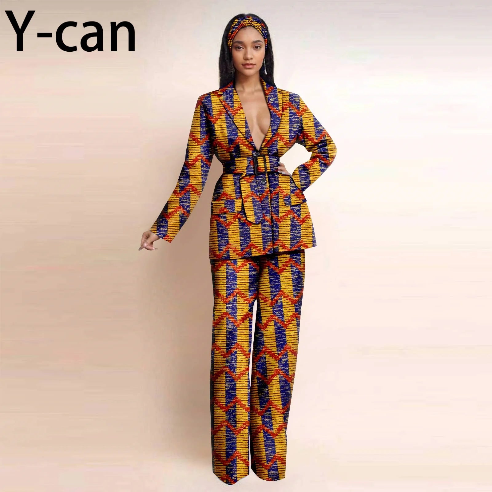 Dashiki Ankara Print African Women Set Traditional Long Sleeve Jacket Coat and Pants 2 Piece Suit Set Office Clothes 2426028 767a | Afrocentric