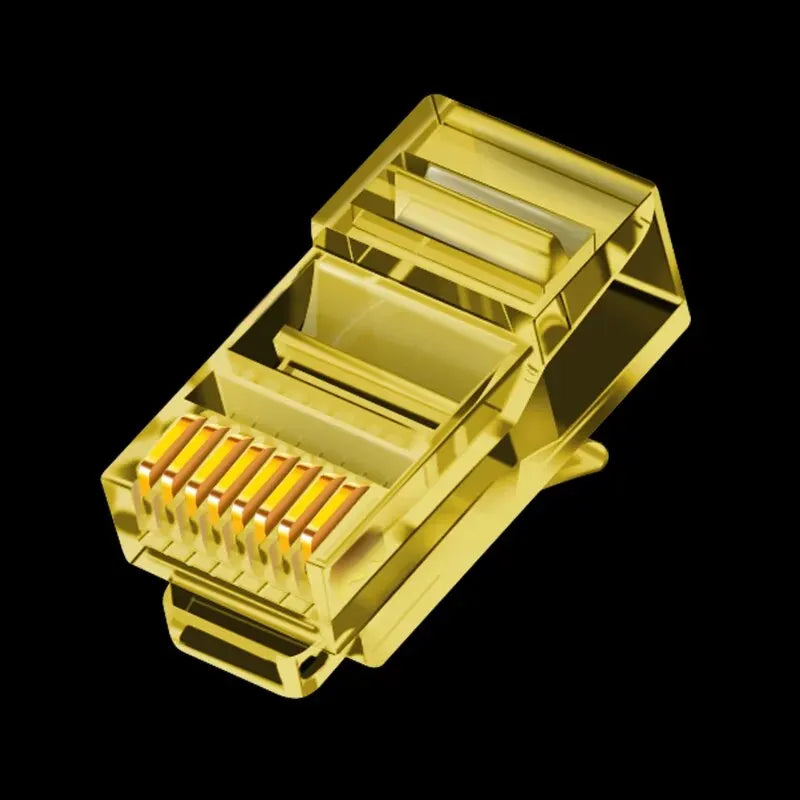 RJ45 Cat6 Pass Through Connectors | 50-Pack EZ Crimp Modular Plugs for UTP Network Cable Yellow | Afrocentric
