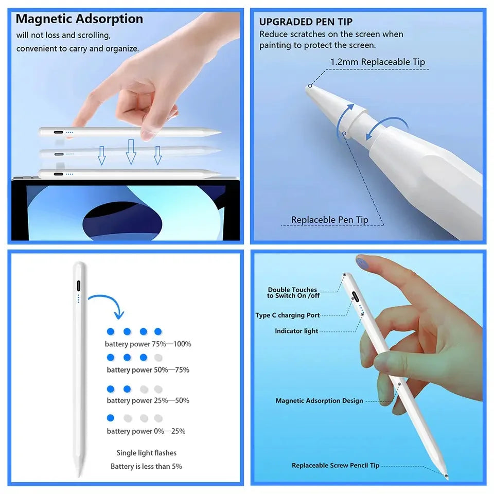 Stylus Pen for iPad | LED Power Indicator Palm Rejection Touch Pencil | Afrocentric