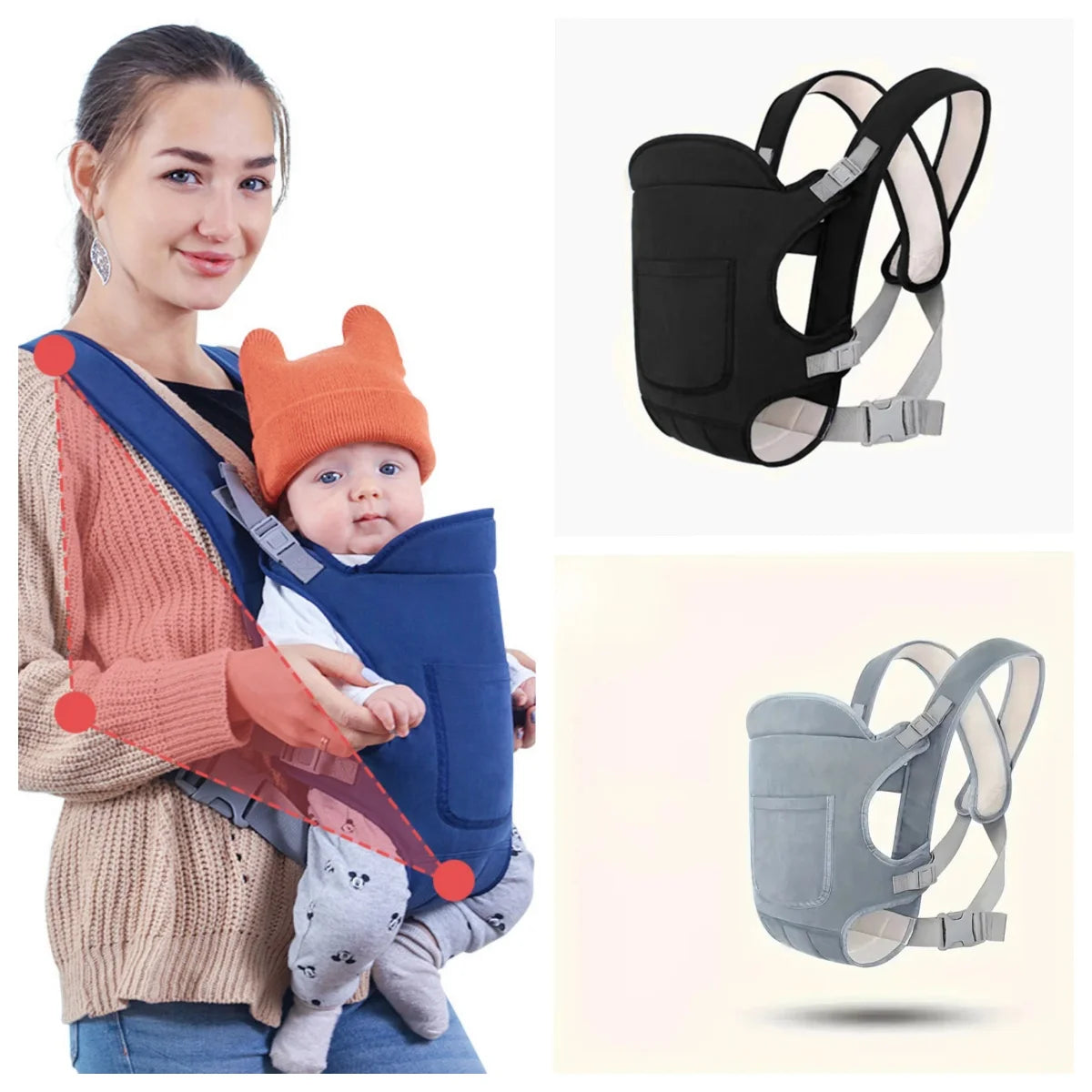 4-in-1 Ergonomic Baby Carrier Backpack - Breathable Infant Sling with Hipseat & Waist Belt | Afrocentric