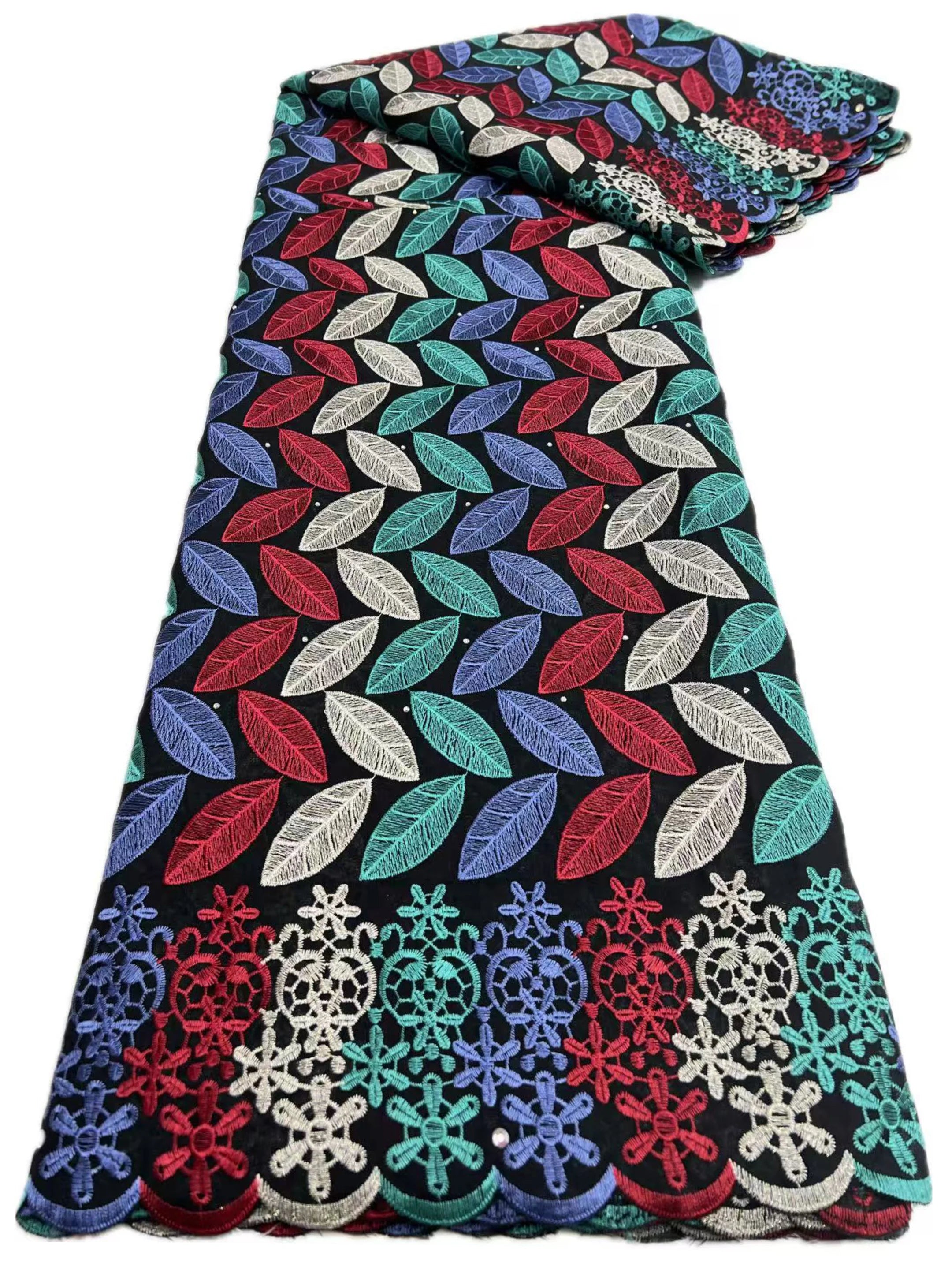 Swiss Voile Lace In Switzerland With 3D Flower Applique Stones 2026 Super Quality African Lace Fabric For Wedding Lace Dress LY5870-7 120cm 5 Yards | Afrocentric