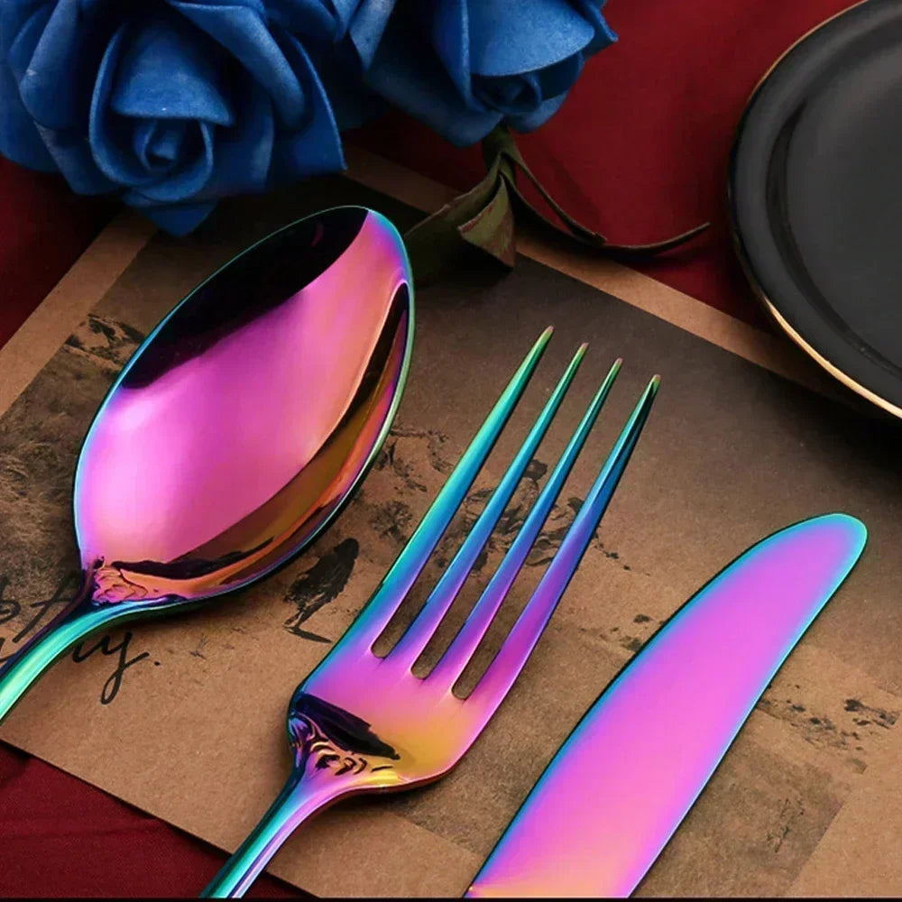 Luxury Retro Cutlery Set | Engraved Stainless Steel Flatware | 4pc, 5pc, 16pc & 24pc Sets | Afrocentric