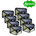 Solar Motion Sensor Wall Light | 100 LED Outdoor Security Light with 3 Modes 8pack | Afrocentric