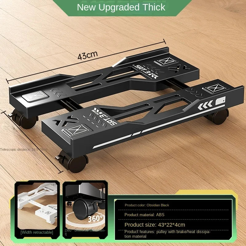 Adjustable CPU Stand with Wheels | Mobile PC Tower Desktop Floor Stand Black China Mainland | Afrocentric