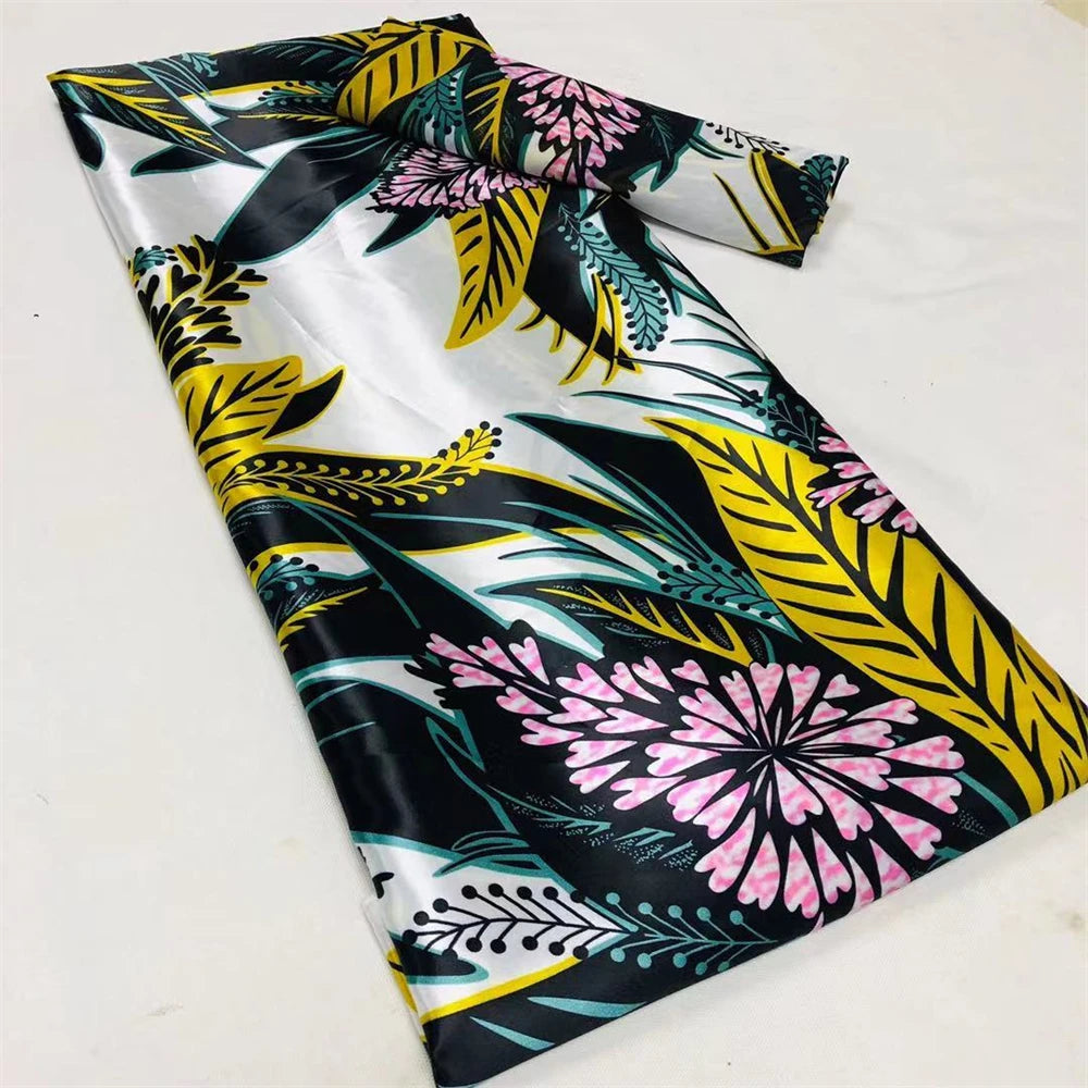 African Satin Silk Fabric High Quality Silk Fabric And Chiffon Tulle Blouse 4+2 Yards Nigerian Women Clothes Garment Cloth 11 6 yards | Afrocentric