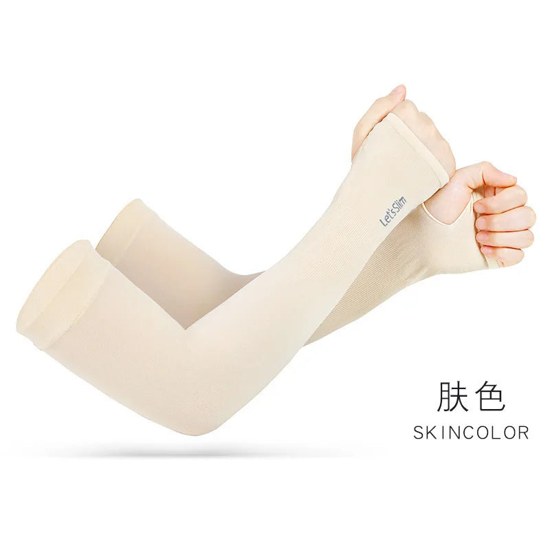 UV Protection Ice Silk Arm Sleeves | Sun Cover for Cycling & Driving | Unisex skin color A | Afrocentric