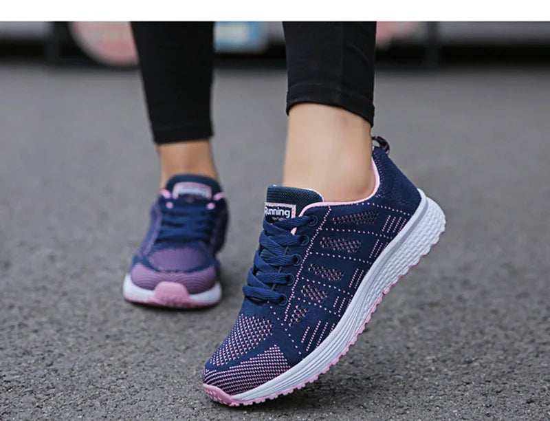 Women Casual Breathable Mesh Flat Sneakers - Lightweight Walking Gym Shoes | Afrocentric