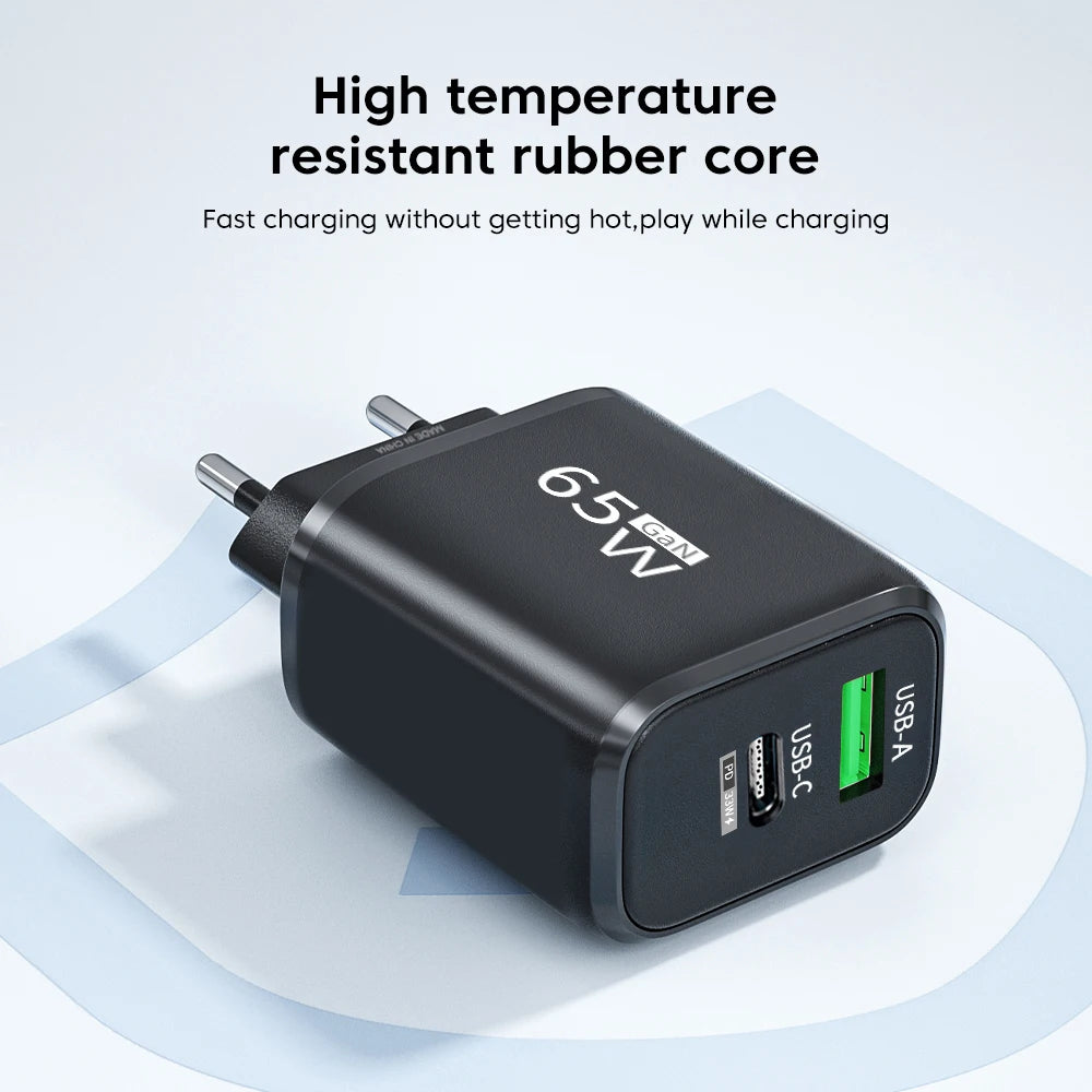USB Charger 65W GaN Type C Fast Charging PD Power Adapter Quick Charger 3.0 For iPhone 15 Xiaomi POCO Samsung Oneplus | Afrocentric