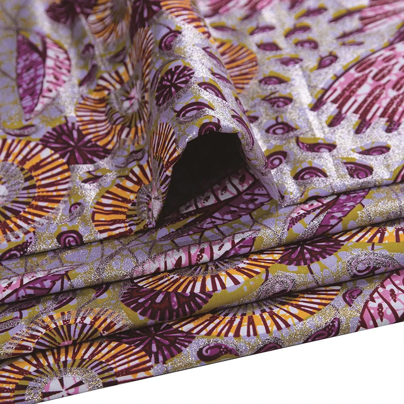 90x110cm African Ankara Cloth Women Glitter Glam Wax Fabric Cotton Soft Batik Golden Pagne Diy Craft Sewing Clothing Supplies | Afrocentric