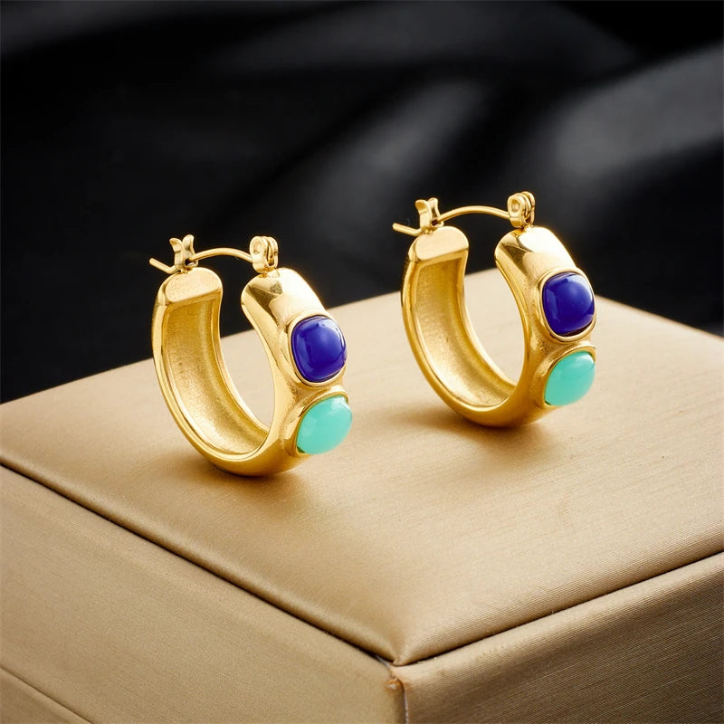 Geometric Crystal Stud Earrings | Stainless Steel Boho Fashion Jewellery E4959 | Afrocentric