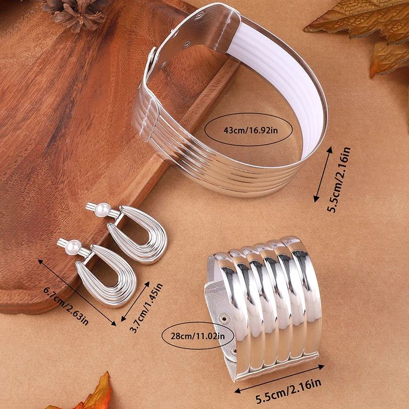 African Leather Jewelry Set | Necklace, Bracelet & Earrings | Afrocentric