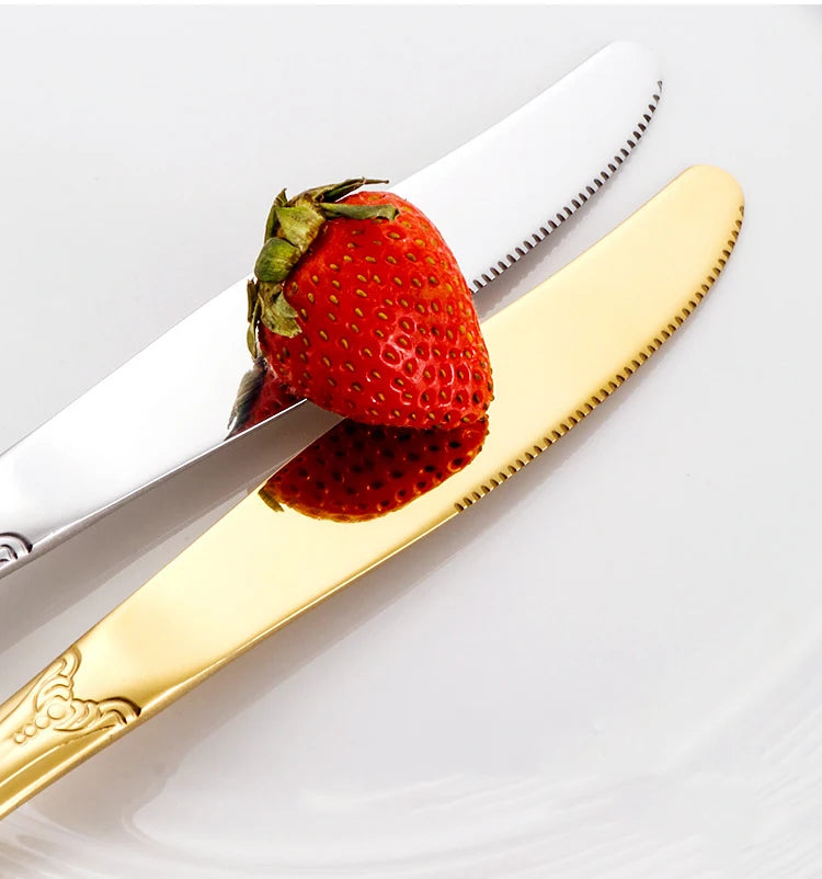 Luxury Retro Cutlery Set | Engraved Stainless Steel Flatware | 4pc, 5pc, 16pc & 24pc Sets | Afrocentric