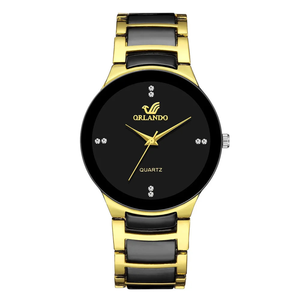 Men's Black Dial Quartz Business Watch | Alloy Case & Bracelet Band | Afrocentric