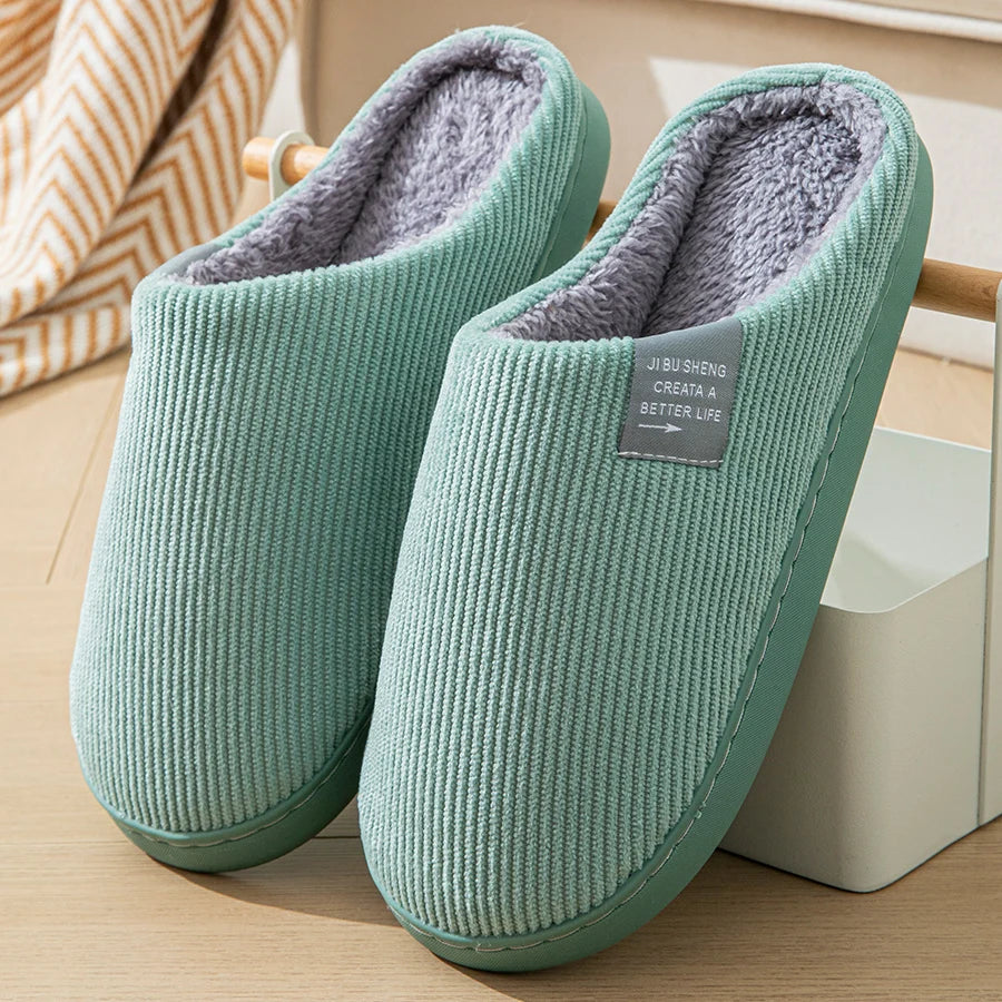 Women's Thick-Soled Plush Household Slippers - Non-Slip Warm Indoor Winter Slippers green | Afrocentric