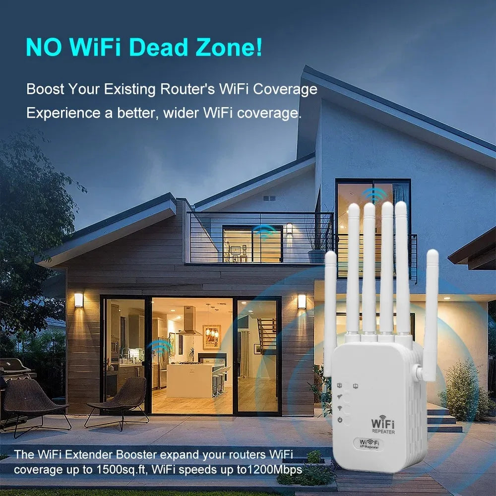 WiFi Repeater Dual Band 1200Mbps | 2.4G & 5G Wireless Signal Booster | Afrocentric
