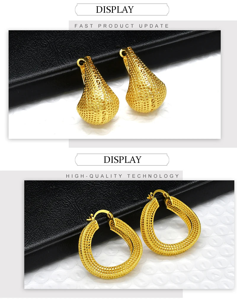 African Gold Round Statement Earrings | Afrocentric