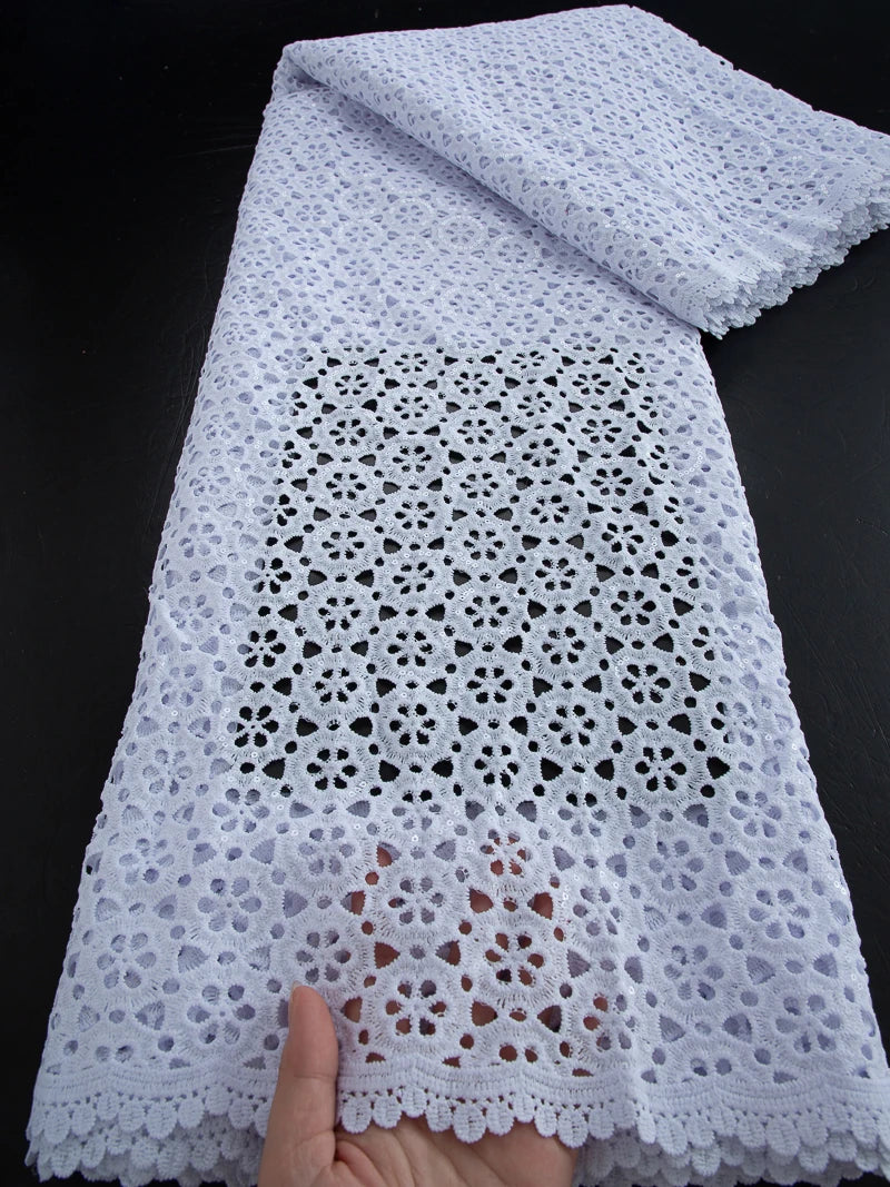 Kalume African Guipure Cord Lace Fabric with Sequins 2025 High Quality Nigerian Lace Fabrics 5 Yards for Wedding Dresses F3610 303910 5yard | Afrocentric