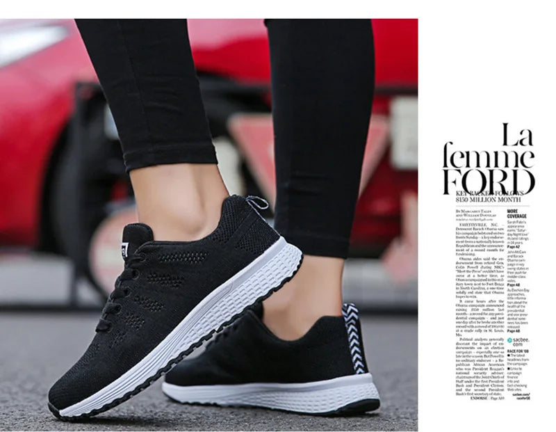 Women Casual Breathable Mesh Flat Sneakers - Lightweight Walking Gym Shoes | Afrocentric