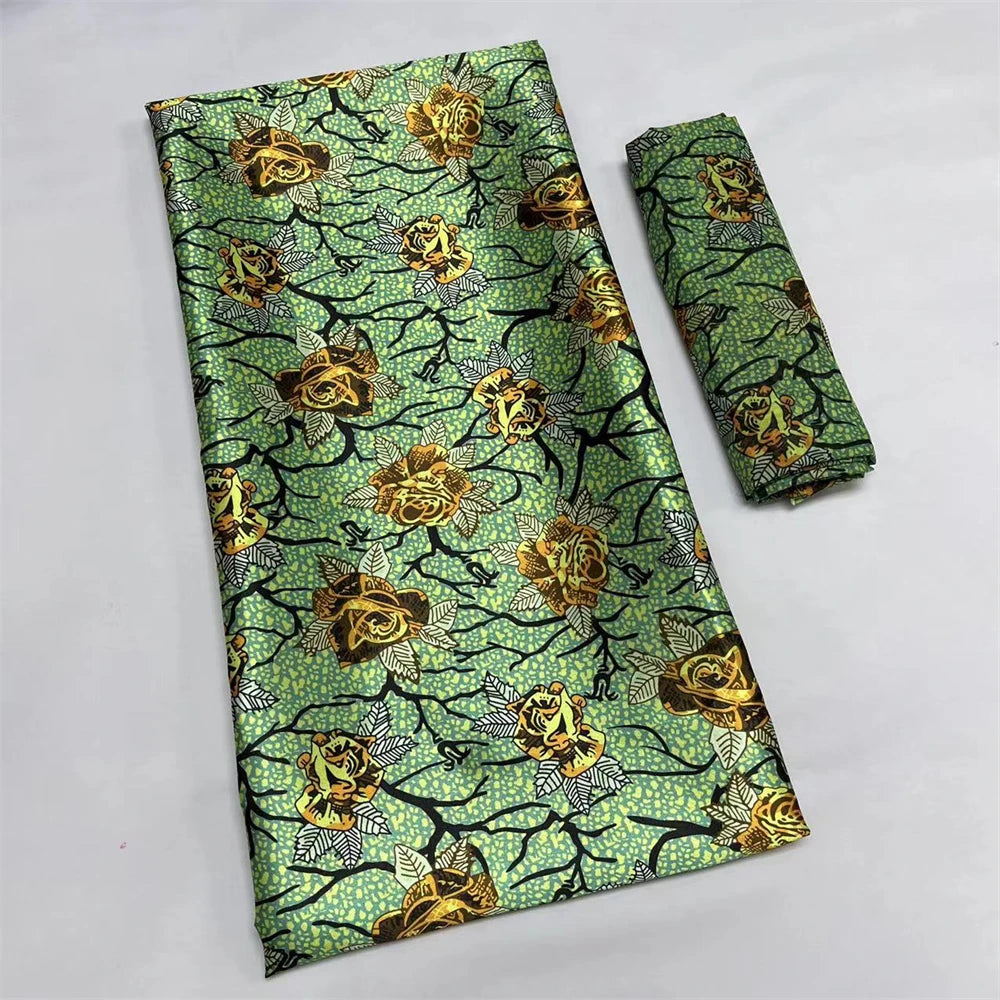 African Satin Silk Fabric High Quality Silk Fabric And Chiffon Tulle Blouse 4+2 Yards Nigerian Women Clothes Garment Cloth 38 6 yards | Afrocentric