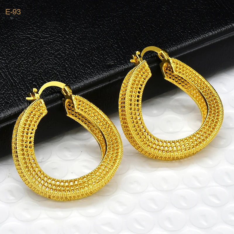 African Gold Round Statement Earrings E-93 | Afrocentric