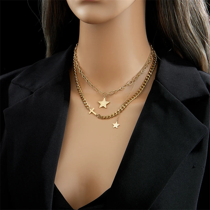 Multilayer Coin Pendant Necklace | Layered Chain for Women | Afrocentric