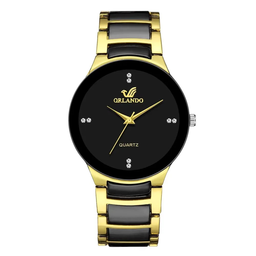Men's Black Dial Quartz Business Watch | Alloy Case & Bracelet Band HS | Afrocentric
