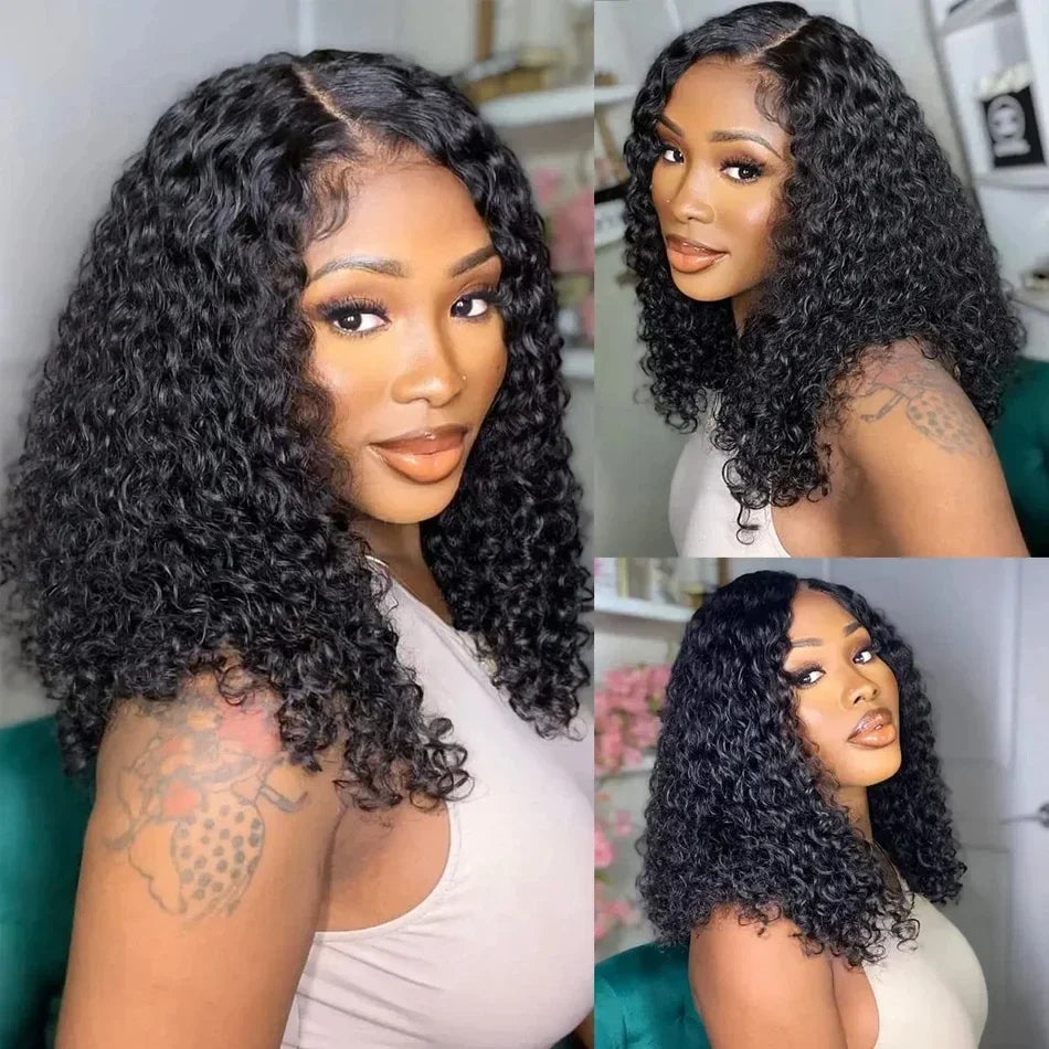 Brazilian Curly Bob Lace Front Wig | 13x4 HD Deep Wave Human Hair 8-16 Inch | Afrocentric