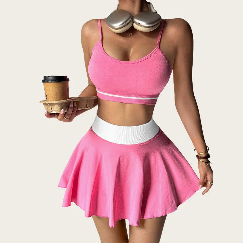 Women's 2-Piece Yoga & Fitness Set | Sports Bra + Skirt | Quick-Dry Sportswear | Afrocentric