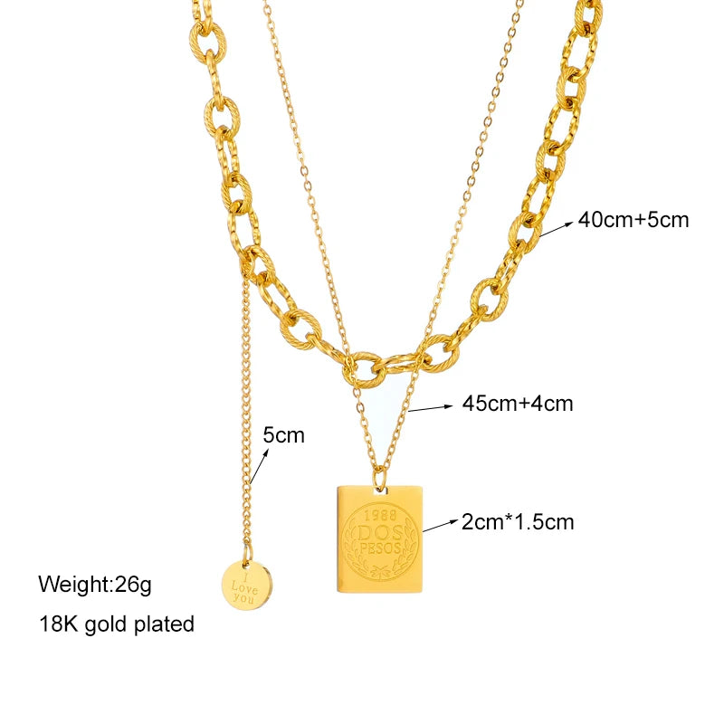 Multilayer Coin Pendant Necklace | Layered Chain for Women | Afrocentric