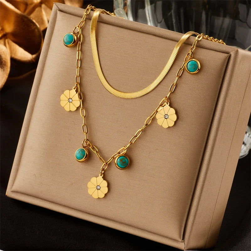 Multilayer Coin Pendant Necklace | Layered Chain for Women N1759 | Afrocentric