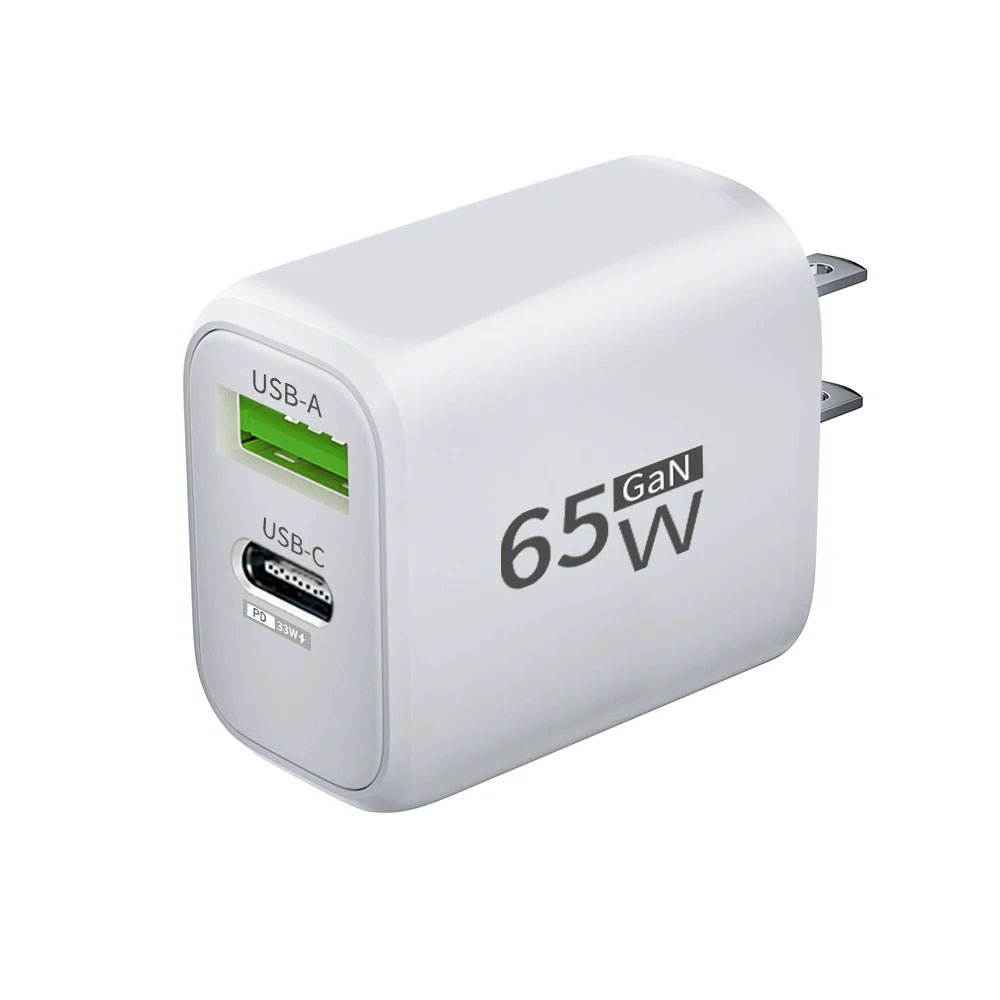 USB Charger 65W GaN Type C Fast Charging PD Power Adapter Quick Charger 3.0 For iPhone 15 Xiaomi POCO Samsung Oneplus White US | Afrocentric