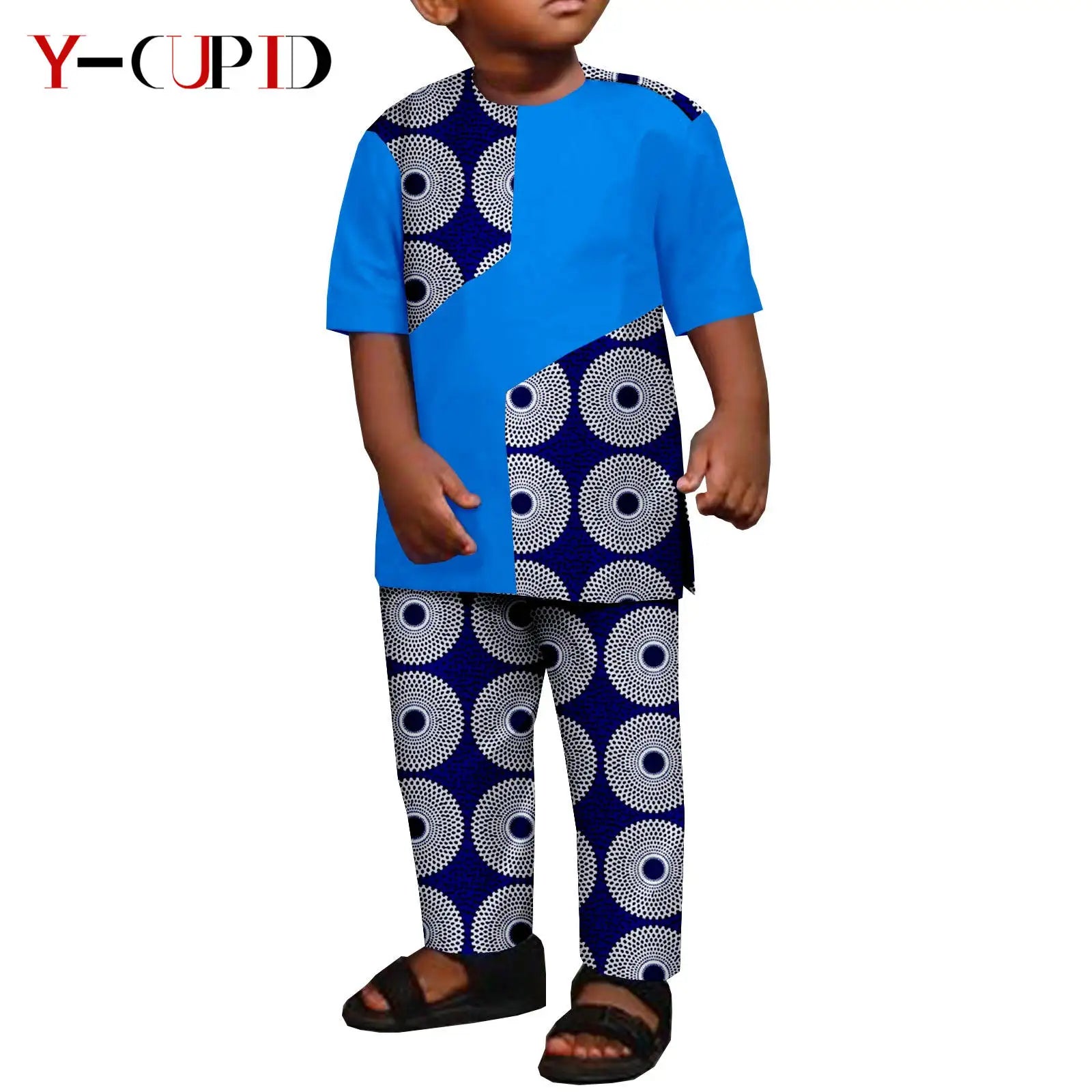 African Clothes for Boys Kid Outfits Dashiki Summer Cotton Ankara Print Top and Pant Sets Bazin Riche Children Outwear Y224017 764 1 | Afrocentric