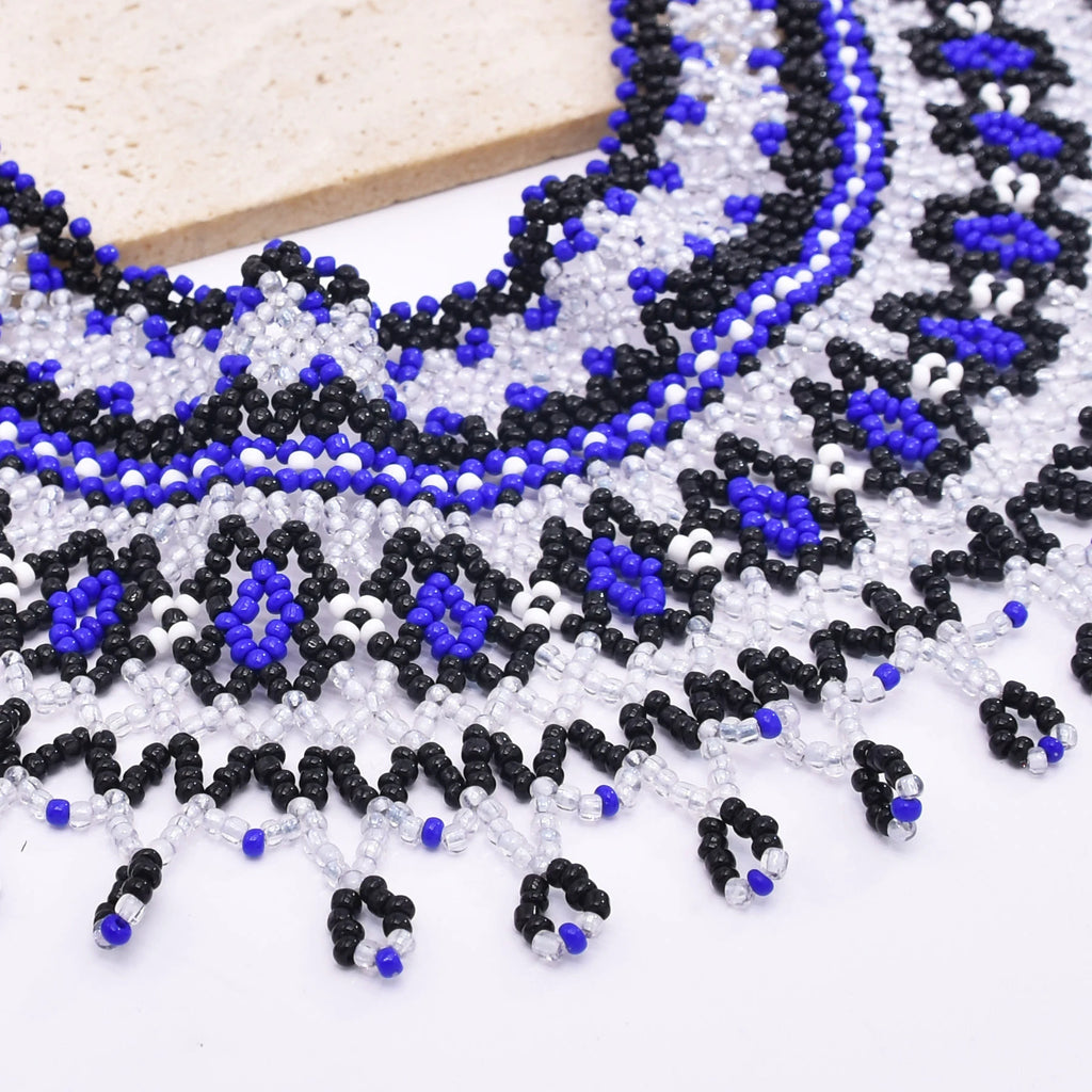 African Tribal Beaded Choker Necklace | Handmade Resin Bib | Afrocentric
