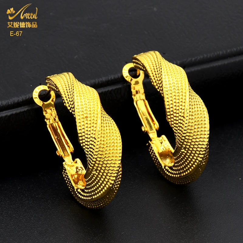 African Gold Round Statement Earrings E-67 | Afrocentric