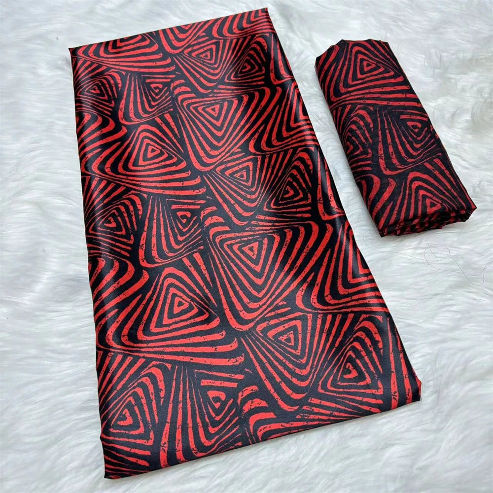 African Satin Silk Fabric High Quality Silk Fabric And Chiffon Tulle Blouse 4+2 Yards Nigerian Women Clothes Garment Cloth 39 6 yards | Afrocentric