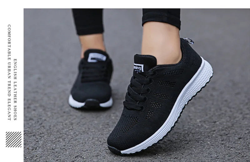 Women Casual Breathable Mesh Flat Sneakers - Lightweight Walking Gym Shoes | Afrocentric