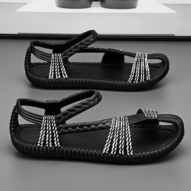 2025 Retro Men's Sports Sandals - Lightweight EVA Open-Toe Cloud Slippers for Beach & Outdoor Yellow | Afrocentric