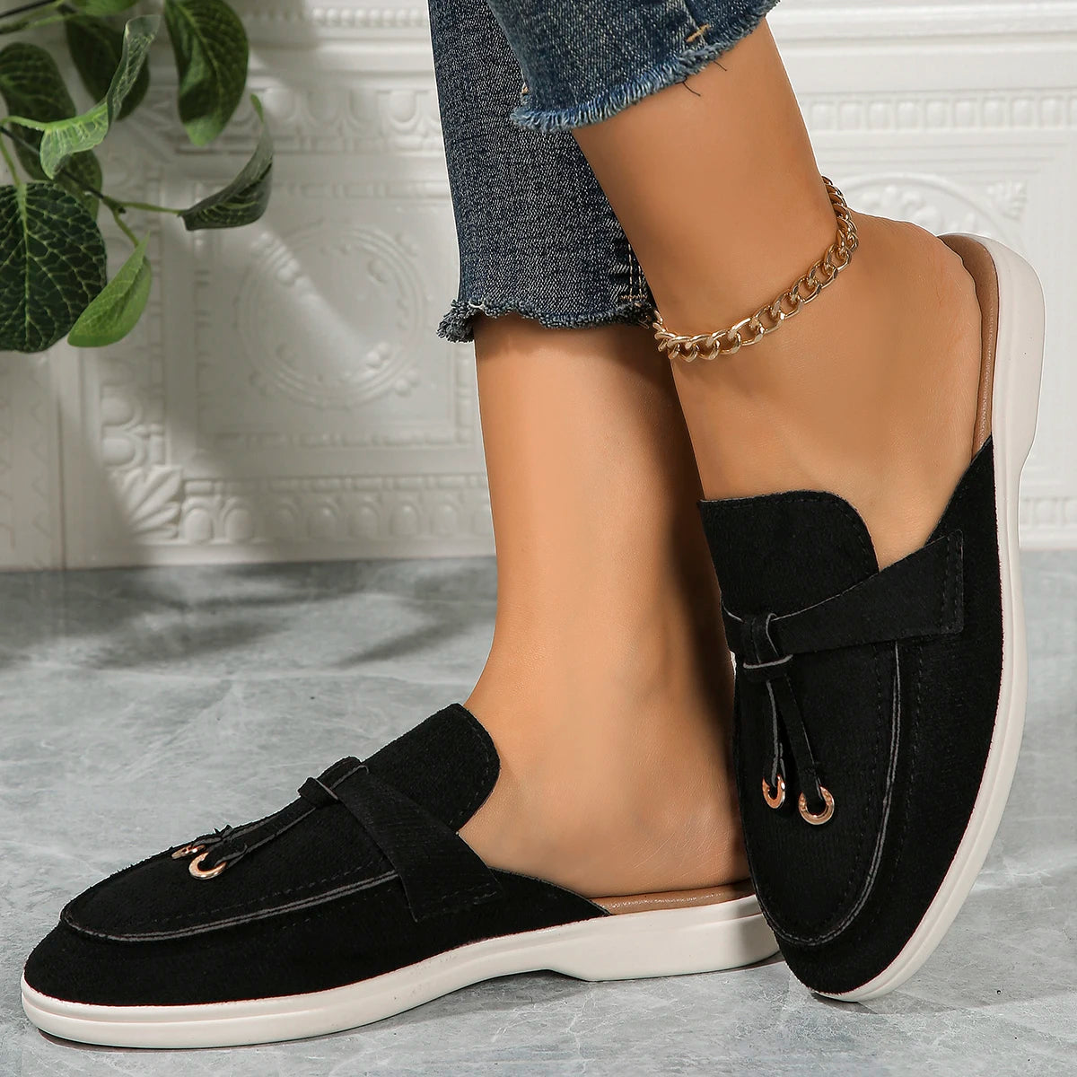 2024 Women's Slip-On Sneakers - Flat Casual Loafers Plus Size Vulcanized Walking Shoes black | Afrocentric