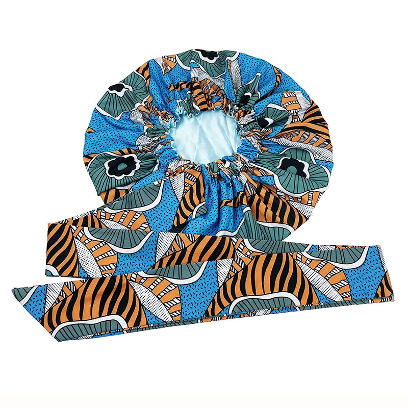 Ankara Print Satin Sleep Bonnet double layer-7 | Afrocentric