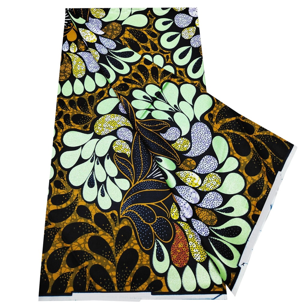 Newest African Grand Golden Wax Print Fabric 100% Cotton Good Quality Ankara Tissu Pagne Flash Gold Print Batik Wax H6-528-2 | Afrocentric