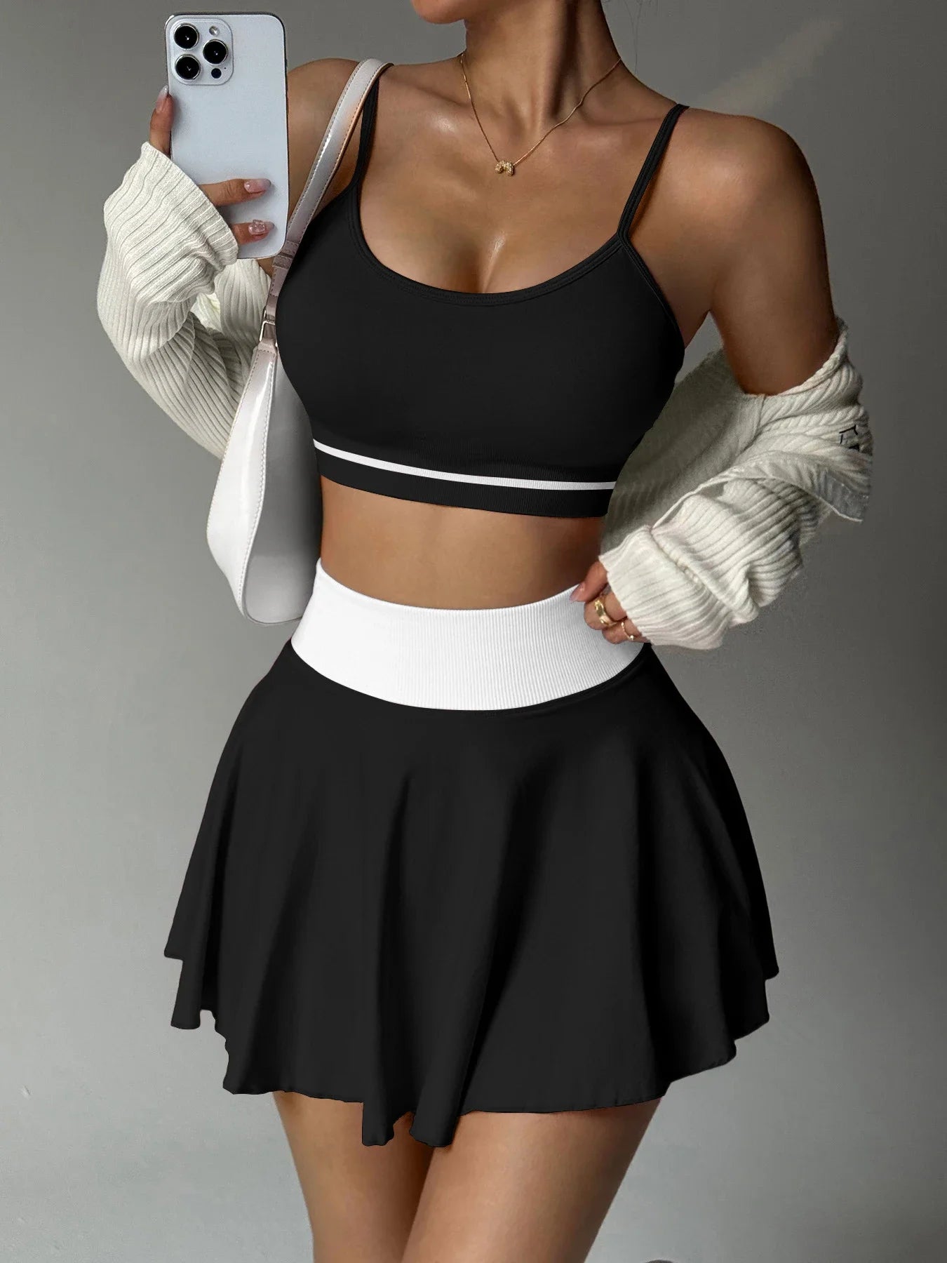 Women's 2-Piece Yoga & Fitness Set | Sports Bra + Skirt | Quick-Dry Sportswear | Afrocentric