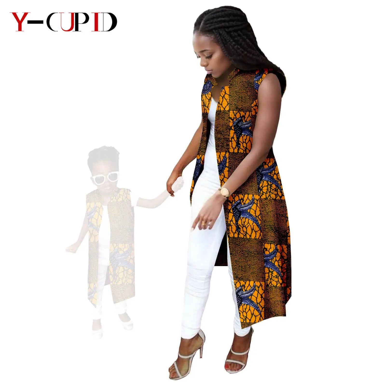African Print Long Vest for Women and Girls Dashiki Summer Cotton Ankara Mother Jacket Outfits Matching Daughter Clothes 24F041 771 Mother | Afrocentric