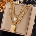 Multilayer Coin Pendant Necklace | Layered Chain for Women N1796 | Afrocentric
