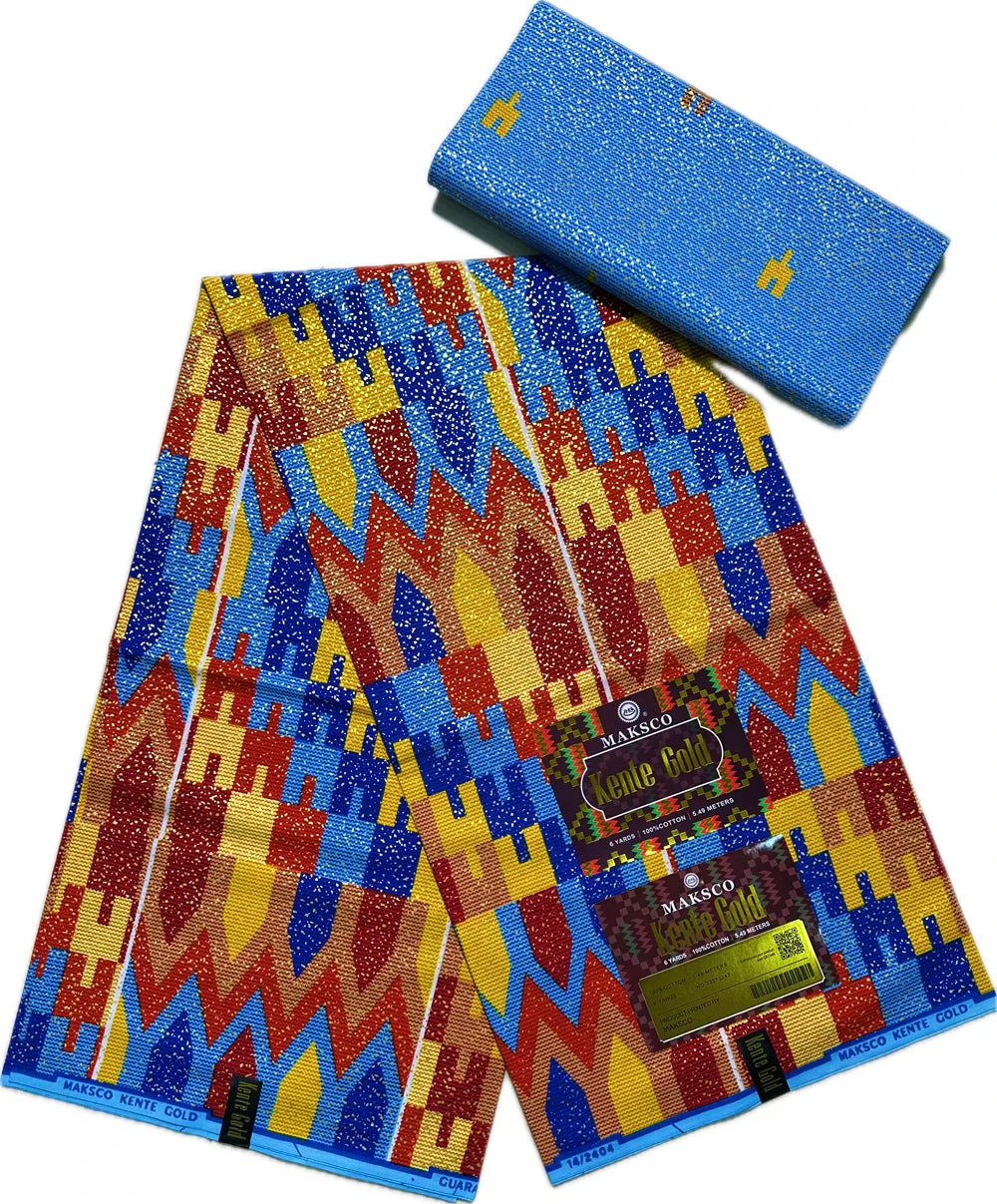 Kente African Wax Print Fabric | 100% Cotton 6 Yards for Sewing & Dressmaking as picture 7 6 yards | Afrocentric