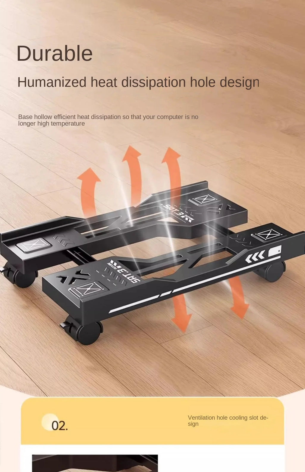 Adjustable CPU Stand with Wheels | Mobile PC Tower Desktop Floor Stand | Afrocentric