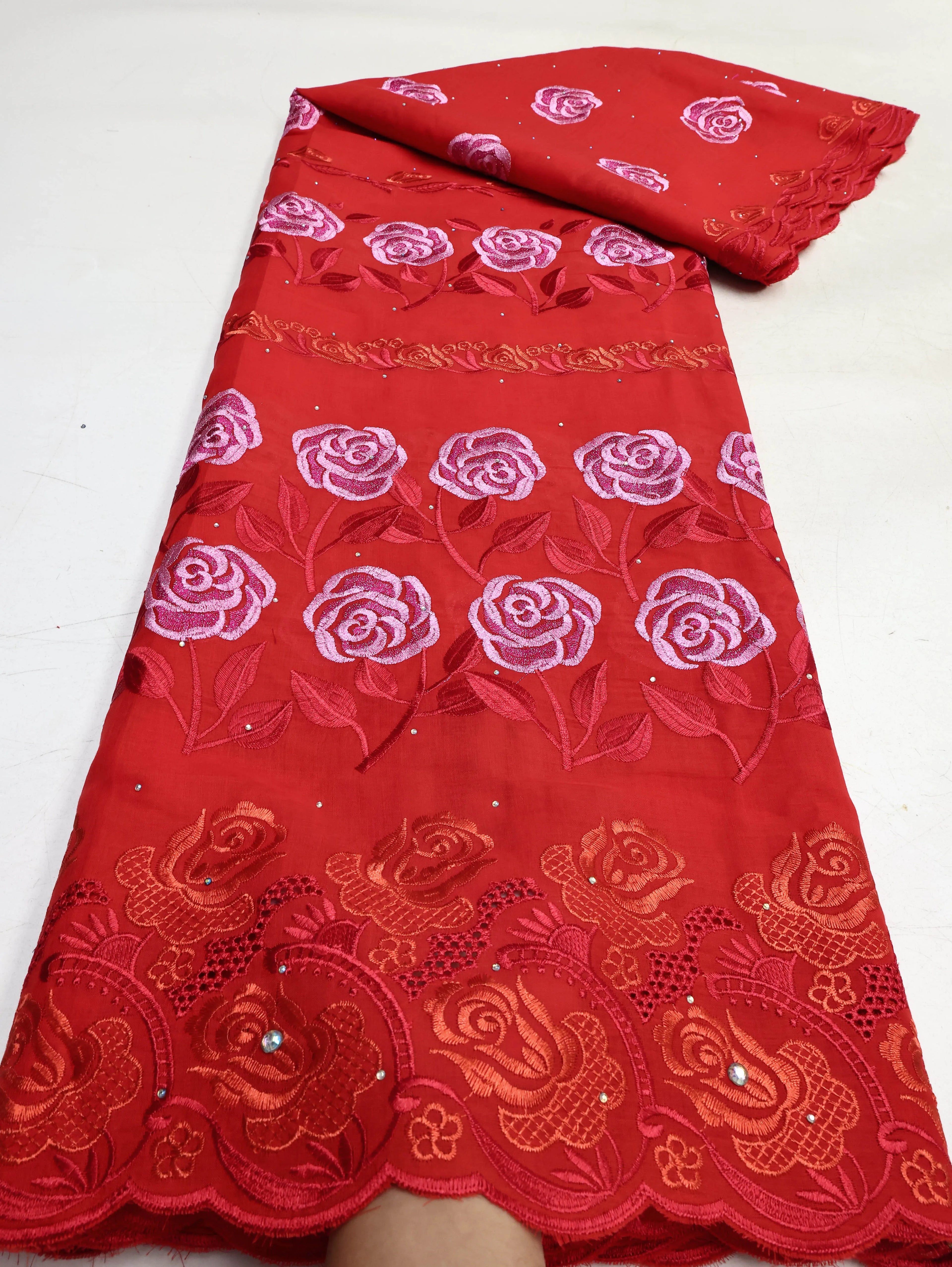 Swiss Voile Lace In Switzerland With 3D Flower Applique Stones 2026 Super Quality African Lace Fabric For Wedding Lace Dress LY3964-9 120cm 5 Yards | Afrocentric