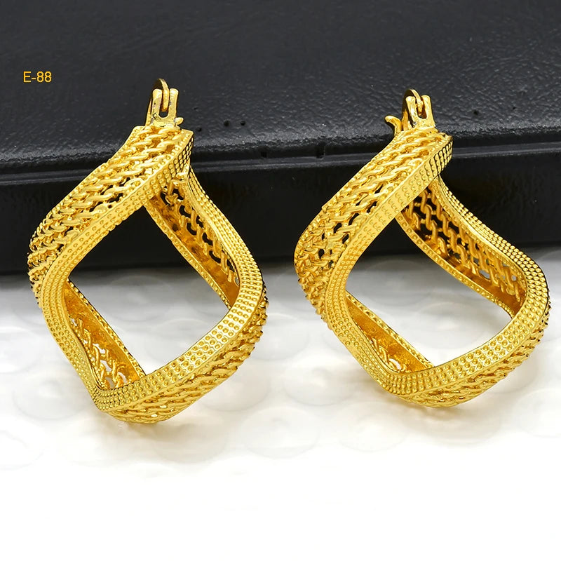 African Gold Round Statement Earrings E-88 | Afrocentric